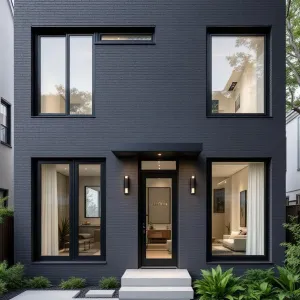 Striking Monochrome Brick Dwelling with Chic Windows