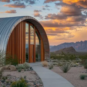 Curved Oasis Under Painted Skies
