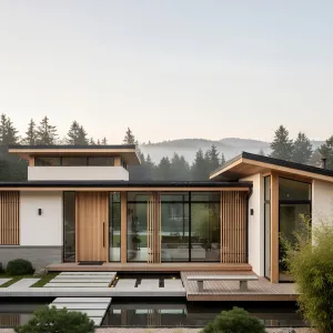 Mist-Kissed Pavilion With Floating Steps