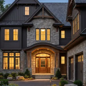 Warm Gabled Rustic Manor Entry