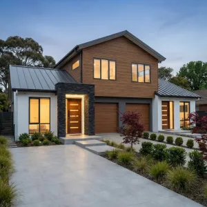 Evening Glow Timber Front Twin Home