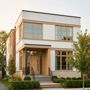 Boxy Streetfront Home With Soft Timber