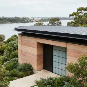 Lakefront Rammed Earth Garden Pavilion
