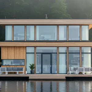 Floating Sanctuary with a Woodsy Backdrop