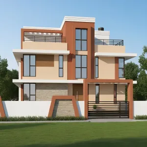 Terracotta Frames With Layered Balconies