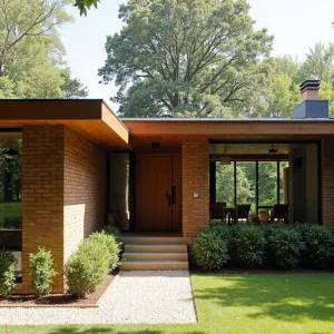 Mid-Century Ranch Haven: Brick and Nature in Harmony