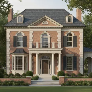 Georgian Revival Brick Manor Elevation
