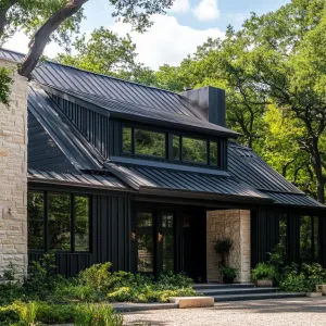 Jet-Black Refuge Embellished with Leafy Accents