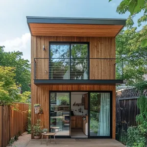 Sleek Cedar Cube with Balcony Bliss