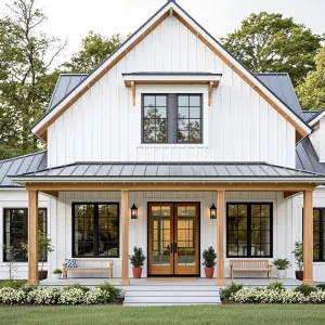 Modern Farmhouse with Charming Wooden Trim