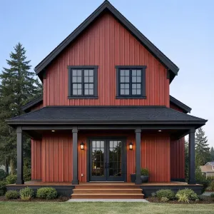 Modern Barnhouse In Deep Rustic Red