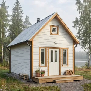 Lakeside Nordic Porchfront Tiny Cabin