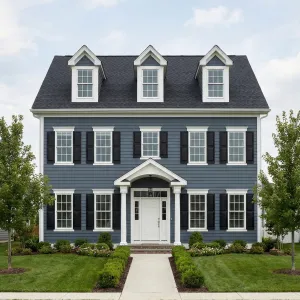 Blueboard Colonial With Trimmed Green Welcome