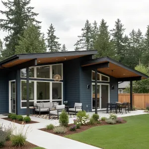 Midnight Blue Sheds With Cedar Underside