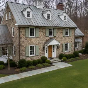 Stone-Gambrel With Sage Shutter Flair