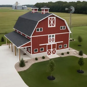 Crimson Cupola Gambrel Homestead