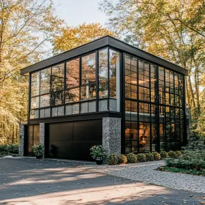 Sleek Glass Haven in the Forest
