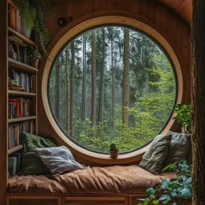 Round Wood Wonder: Cozy Hideaway with a Forest View