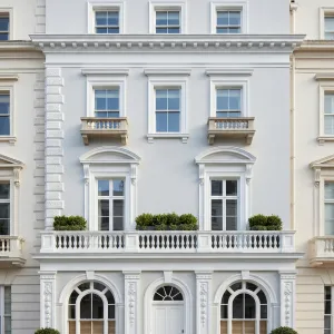 White Stucco Kensington Townhouse Charm