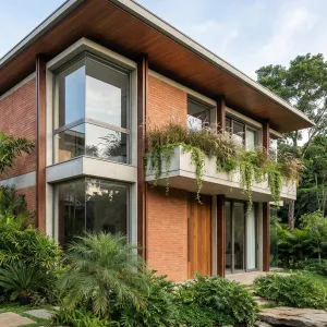 Garden Brick Villa Beside Tranquil Pond