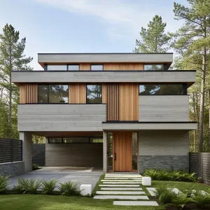 Timber Veins In Concrete Layers