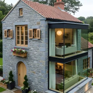 Nestled Stones and Sleek Glass: A Modern Cottage Marvel