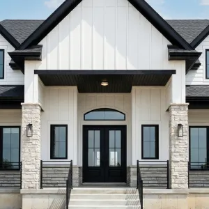 Sharp Gable Entry With Monochrome Charm