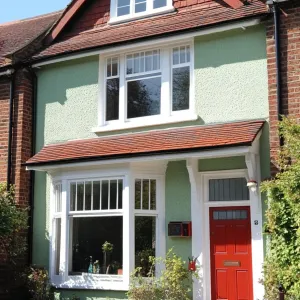 Brisk Mint Retreat with a Ruby Door
