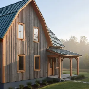 Blue-Metal Roofline Gambrel Cottage