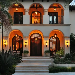 Mediterranean Mansion Arches at Dusk