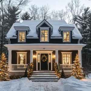 Charming Snow-Covered Christmas House