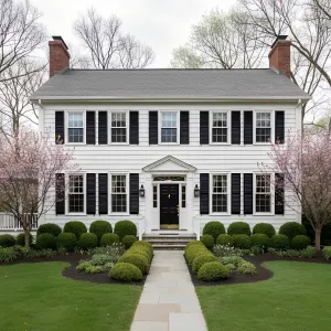 Lantern-Lit Colonial with Boxwood Allée