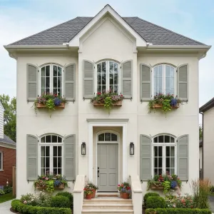 French Garden Townhouse With Soft Arches