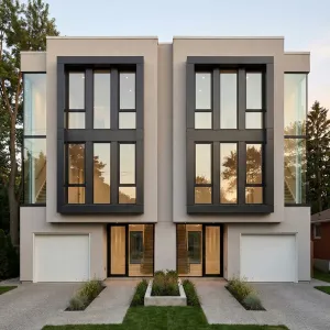 Twin Vertical-Frame Contemporary Townhouses