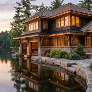 Waterside Timber Lantern At Dusk