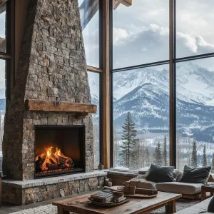 Rustic Cabin With a Floor-to-ceiling Stone Fireplace