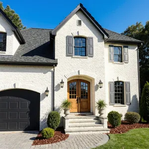 Gleaming White Bricks and Whimsical Shutters
