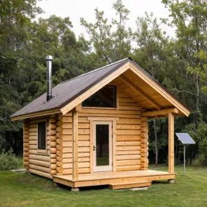 Compact Log Retreat With Covered Porch