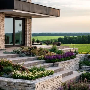 Stacked Stone Flower Beds
