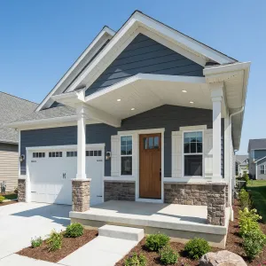 Slate Blue Porch Gable Bungalow