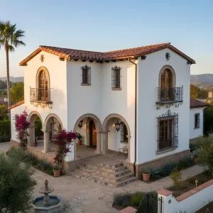 Bougainvillea Arches With Tile-Trimmed Steps