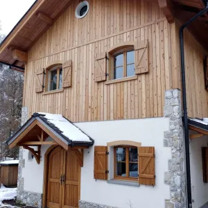 Rustic Swiss Chalet with Stone Foundations