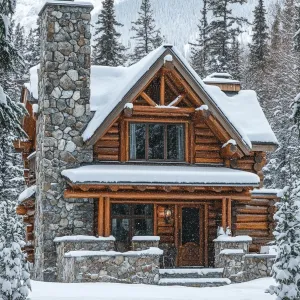 Log Abode with a Snowy Stovepipe Surprise