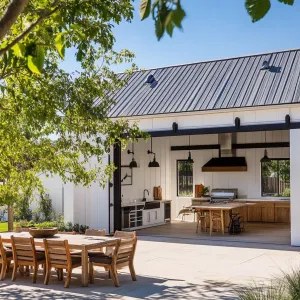 Indoor-outdoor Kitchen With Sliding Barn Doors
