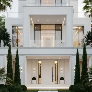 Sleek White Dream Castle: Minimalist Geometry Gem