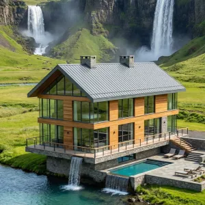 Glassstream Chalet Above Turquoise Runoff