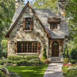 Enchanting Stone Cottage with a Whimsical Roof