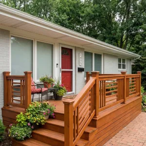 Welcoming Step-Up Deck And Planters