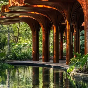 Curved Canopy Over Tranquil Waters