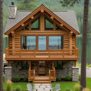 Lodge of Logs in the Lakeside Wild